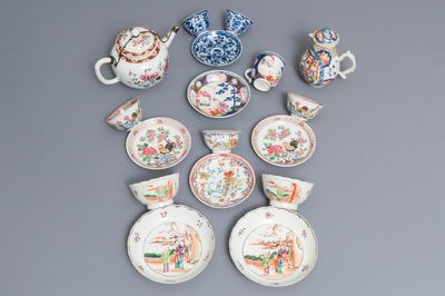 Un lot varié en porcelaine de Chine famille rose et bleu et blanc, Kangxi/Qianlong