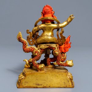 Un modèle de Jambhala sur dragon en bronze polychromé, Sino-Tibet, 19/20ème — photo 3