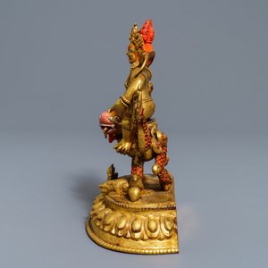 Un modèle de Jambhala sur dragon en bronze polychromé, Sino-Tibet, 19/20ème — photo 4