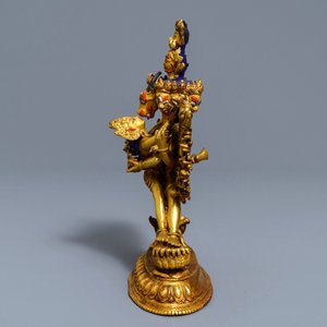 Un modèle de Yamantaka et sa consorte en bronze polychromé, Sino-Tibet, 19/20ème — photo 5