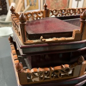Un modèle d'un bateau dragon en ivoire sculpté sur socle en bois, Chine, 19ème — photo 34