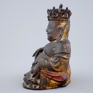 Un modèle d'un Bouddha couronné en bronze lacqué et doré, Chine, Dynastie Ming — photo 5