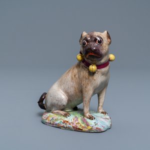 Un modèle d'un carlin en faïence polychrome de Tournai, 18ème — photo 1