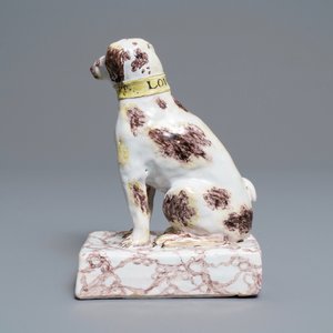 Un modèle d'un chien en faïence de Bruxelles en manganèse et jaune, 18ème — photo 4