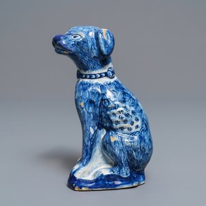 Un modèle d'un chien en faïence de Delft bleu et blanc, 1ère moitié du 18ème — photo 2