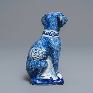 Un modèle d'un chien en faïence de Delft bleu et blanc, 1ère moitié du 18ème — photo 4