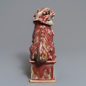 Un modèle d'un lion bouddhiste en porcelaine de Chine monochrome sang de boeuf, 19ème — photo 5