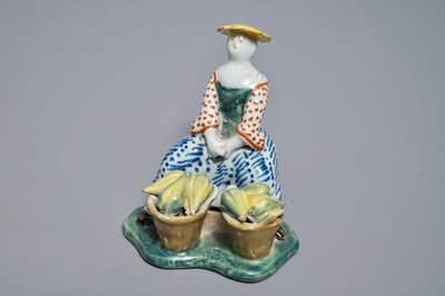Un modèle d'une marchande de melons en faïence polychrome de Delft, 18ème