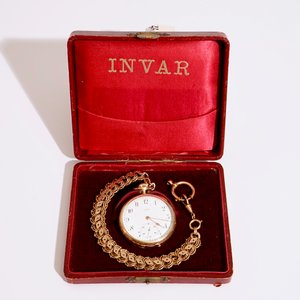Un montre de poche en or 14 K dans sa boîte d'origine, Invar, Suisse, début du 20ème — photo 6