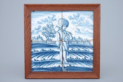 Un panneau de carreaux de Delft au décor d'un cosaque, Harlingen, La Frise, 18ème