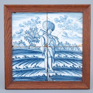 Un panneau de carreaux de Delft au décor d'un cosaque, Harlingen, La Frise, 18ème — photo 1