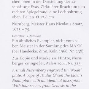 Un petit plat en étain gravé à décor de Noé, Nuremberg, Allemagne, 17ème — photo 3