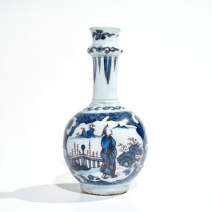 Un petit vase de forme bouteille en faïence de Delft à décor de chinoiserie, 2ème moitié du 17ème — photo 1