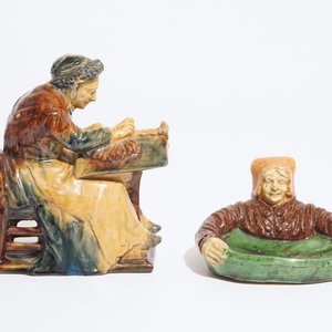 Un pichet Art Nouveau et deux figures en poterie flamande, prob. ateliers de Vandevoorde, 20ème — photo 11