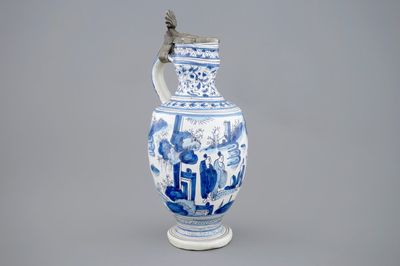 Un pichet au décor chinoiserie, faïence de Haarlem, début du 17ème siècle