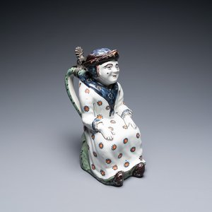 Un pichet couvert de type 'Jacqueline' en faïence polychrome de Lille, France, 18ème — photo 1