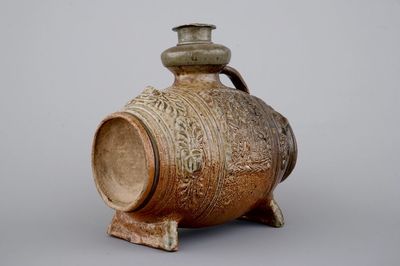 Un pichet en forme de tonneau en grès de Waldenburg, ca. 1650