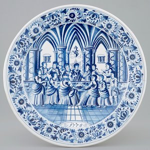 Un plat daté au décor de "La Cène" en faïence de Harlingen, la Frise, 1775 — photo 1