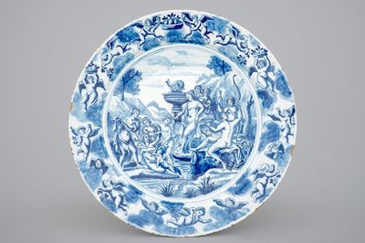 Un plat en faïence de Delft au décor mythologique, vers 1700