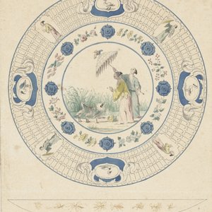 Un plat en porcelaine de Chine famille rose d'après Cornelis Pronk: "Les dames au parasol", ca. 1736-1738 — photo 3