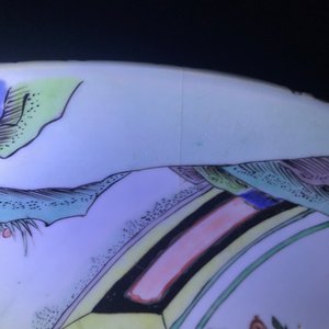 Un plat en porcelaine de Chine famille verte à décor d'un chat, un cerf et deux oiseaux, Kangxi — photo 9