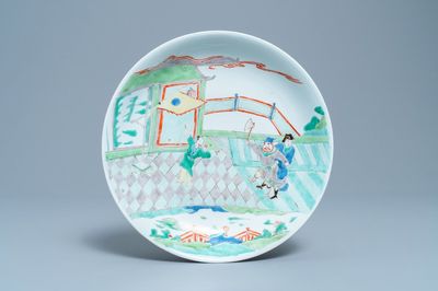 Un plat en porcelaine de Chine famille verte, Kangxi