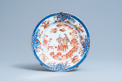 Un plat en porcelaine de Chine verte-imari à décor du 'Gouverneur Duff', Yongzheng