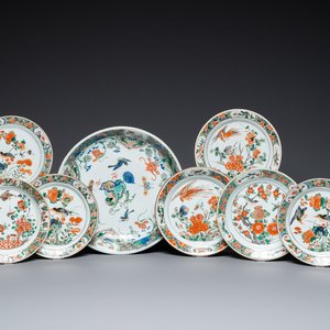 Un plat et six assiettes en porcelaine de Chine famille verte, Kangxi — photo 1