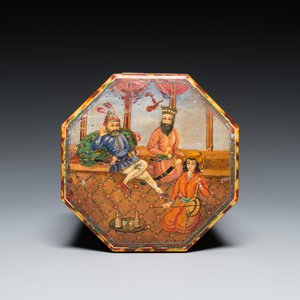 Un porte-coran et une boîte couverte en bois laqué et peint, art qajar, la Perse, 19ème — photo 15