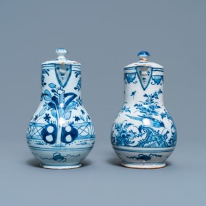 Un porte-huilier et vinaigrier en faïence de Delft en bleu et blanc, 2ème quart du 18ème — photo 9