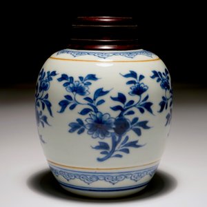 Un pot à gingembre en porcelaine de Chine bleu et blanc à couvercle en bois, Kangxi — photo 5