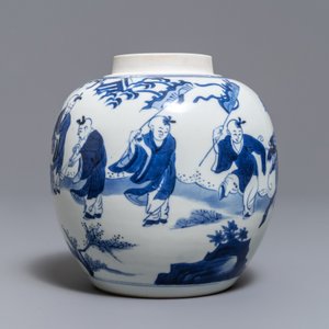 Un pot à gingembre en porcelaine de Chine bleu et blanc aux enfants jouants, Kangxi — photo 3