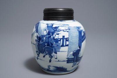 Un pot à gingembre en porcelaine de Chine bleu et blanc, Kangxi