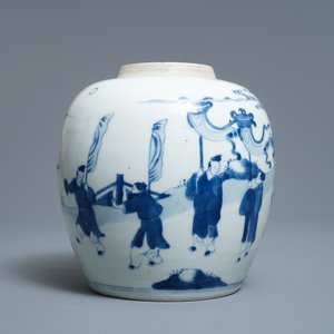 Un pot à gingembre en porcelaine de Chine en bleu et blanc à décor figuratif, Kangxi — photo 2