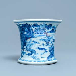 Un pot à pinceaux en porcelaine de Chine en bleu, blanc et rouge de cuivre, Kangxi — photo 2