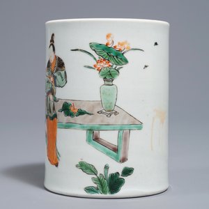 Un pot à pinceaux en porcelaine de Chine famille verte de style Kangxi, 19/20ème — photo 5