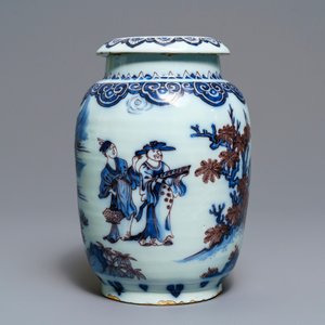 Un pot couvert en faïence de Delft en bleu, blanc et manganèse à décor de chinoiserie, dernier quart du 17ème — photo 3
