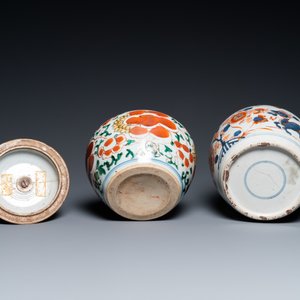 Un pot en porcelaine de Chine de style Imari et un bol couvert en wucai, Kangxi et époque Transition — photo 6