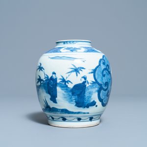 Un pot en porcelaine de Chine en bleu et blanc à décor de figures dans un paysage, Wanli — photo 2