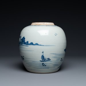 Un pot en porcelaine de Chine en bleu et blanc à décor d'un paysage, Kangxi — photo 2
