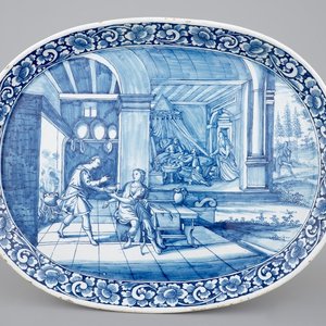 Un présentoir en Delft blue et blanc au décor biblique, 18ème — photo 1