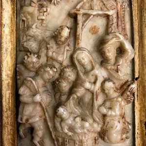Un relief en albâtre sculpté figurant 'L'adoration des bergers', Malines, 16/17ème — photo 5