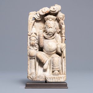 Un relief sculpté en pierre de savon figurant Zhenwu, 18/19ème — photo 1