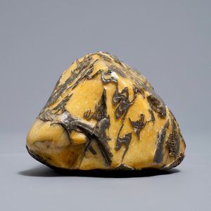 Un rocher à décor d'un paysage en pierre à savon de Shoushan sculptée, Chine, 19/20ème — photo 6