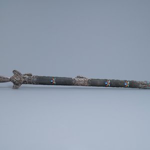 Un sabre chinois en argent incrusté de corail, lapis lazuli et turquoise, 19ème — photo 3