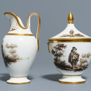 Un service à café Empire de 18 pièces en porcelaine de Bruxelles ou Paris en grisaille et dorée, 19ème — photo 4