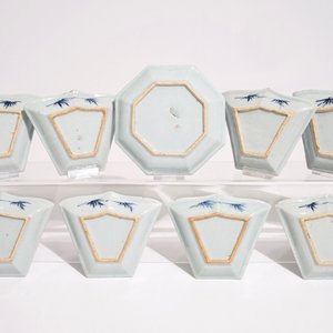 Un service à mendiants de neuf pièces en porcelaine de Chine bleu et blanc, Chine, 19ème — photo 3