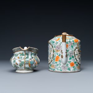 Un service à thé de 14 pièces en porcelaine de Chine famille verte de Canton dans son coffret de présentation, 19ème — photo 18