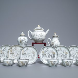 Un service à thé de 15 pièces en porcelaine de Chine grisaille, Yongzheng/Qianlong — photo 1