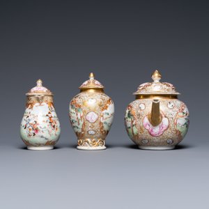 Un service à thé de 18 pièces en porcelaine de Chine famille rose à décor d'une chasse aux lapins, Qianlong — photo 8